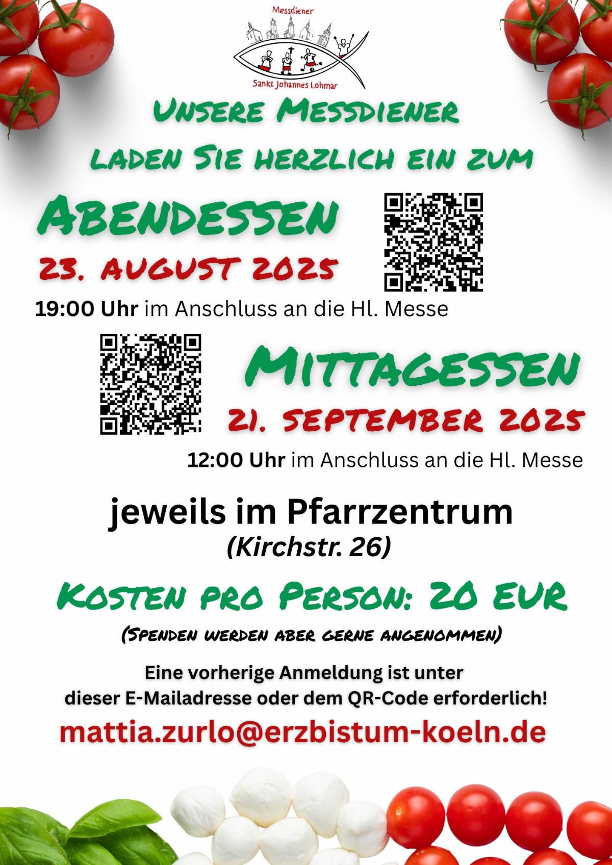2025_Abendessen _Mittagessen Minis für die Romwallfahrt