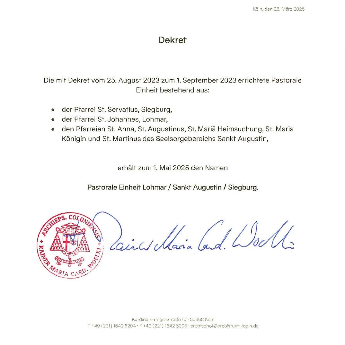 Pastorale Einheit hat einen Namen