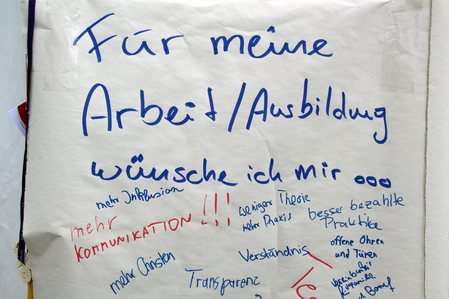 Flipchart mit Wünschen für die Ausbildung